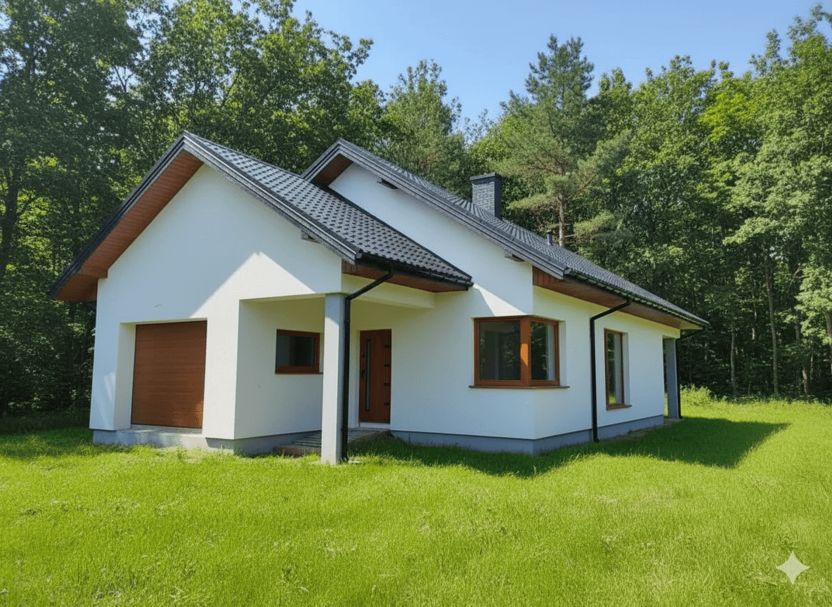 Odważna metamorfoza w stylu nowoczesnej stodoły. Jednolita ciemnografitowa elewacja nadaje budynkowi minimalistyczny, skandynawski charakter. - przed remontem