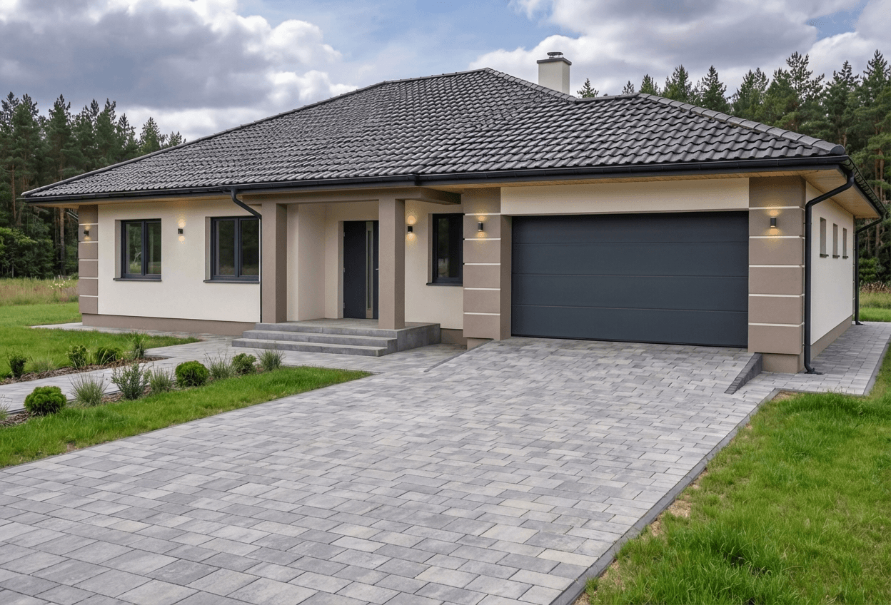 Styl elewacji: Deweloperski Premium z Boniowaniem