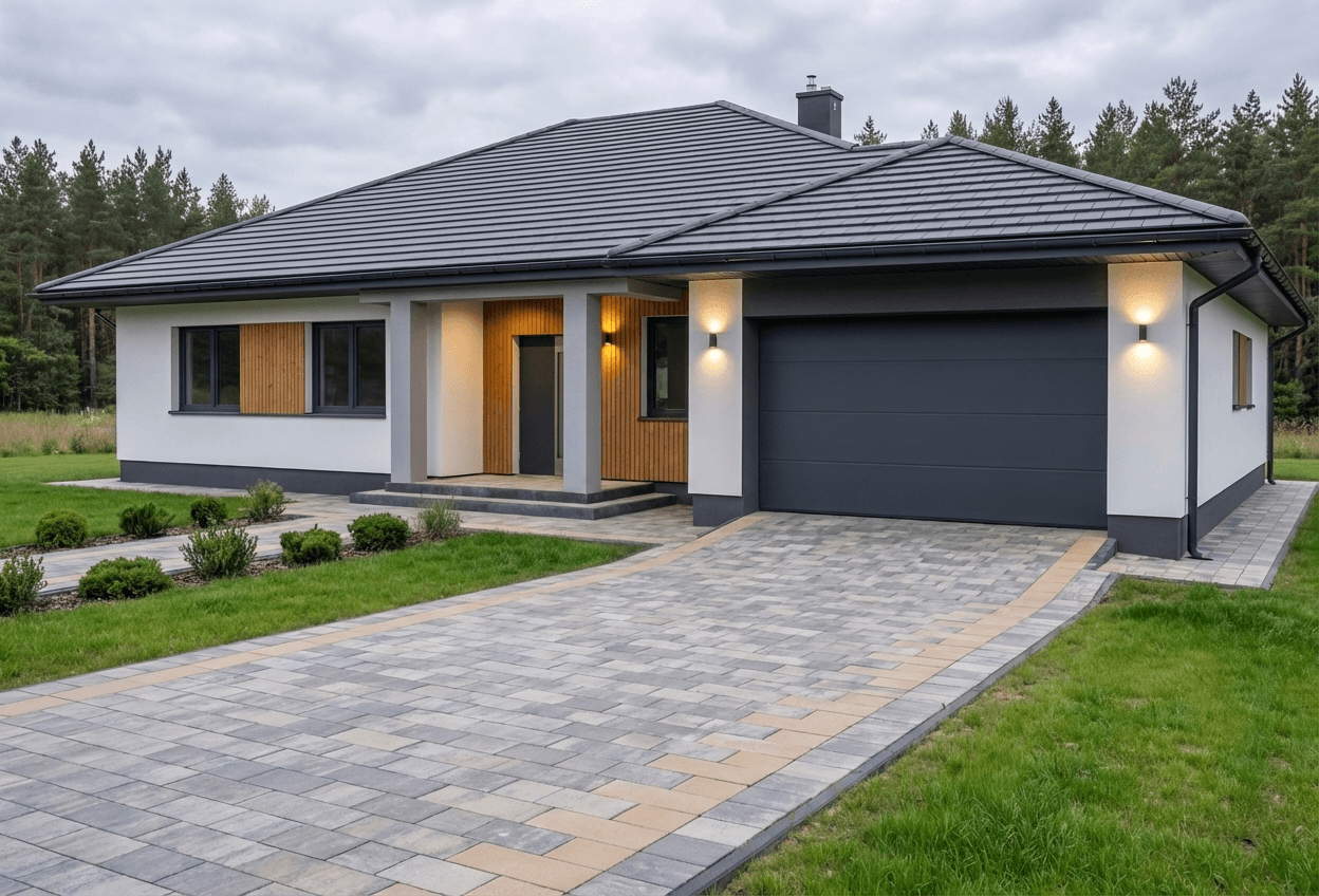 Styl elewacji: Grafit i Ciepłe Drewno