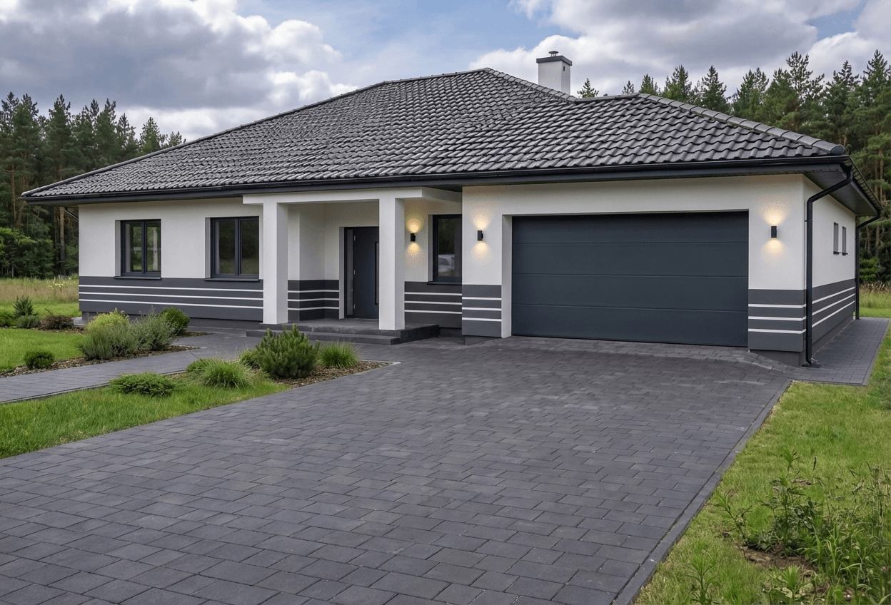 Styl elewacji: Grafitowe Pasy