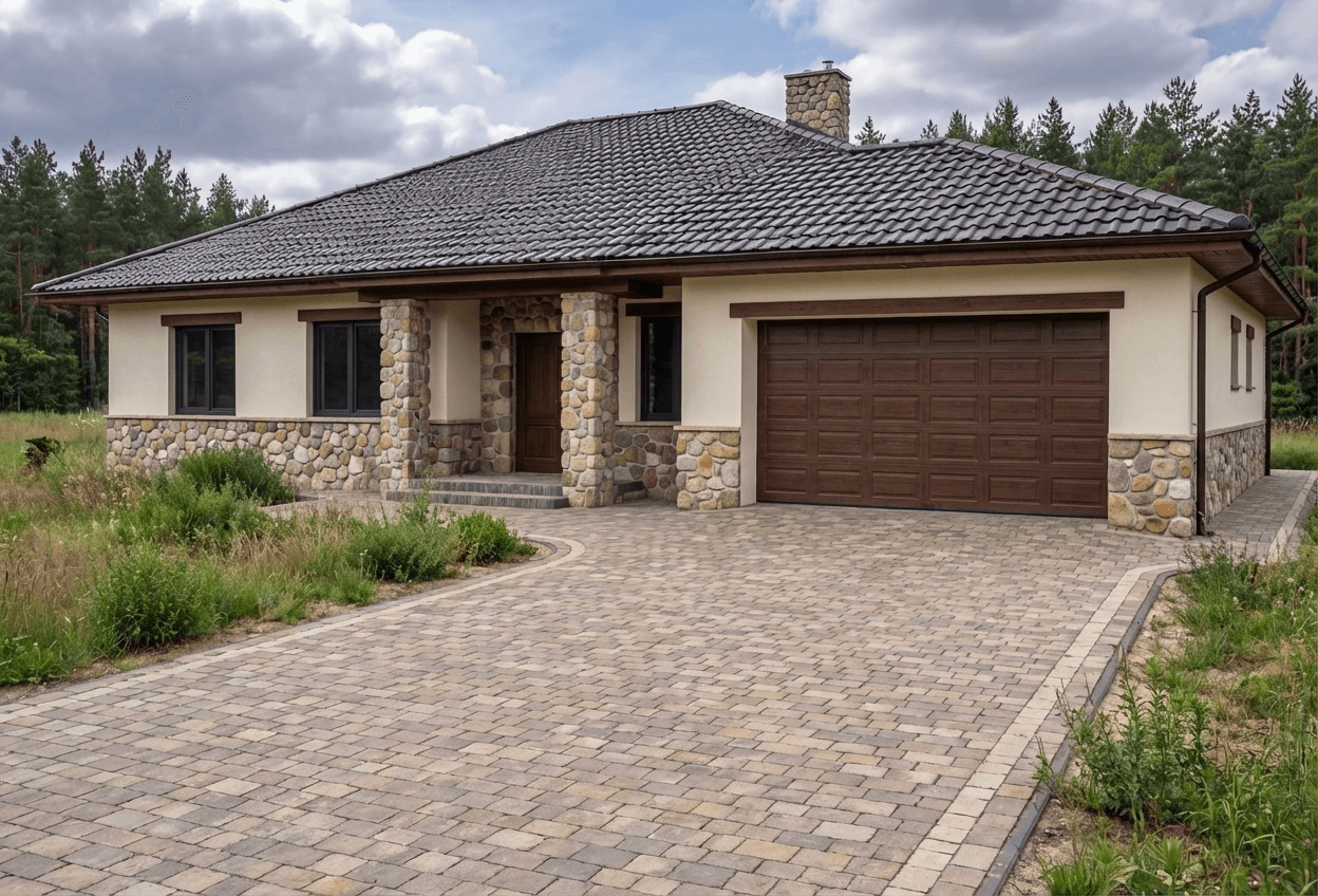 Styl elewacji: Rustykalny Kamień Polny